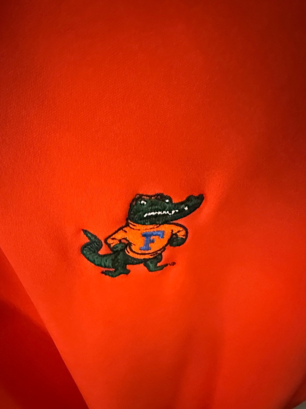 Nike Bright Orange Dri-FIT Polo with Embroidered Florida Gator Mascot - Picture 3 of 4